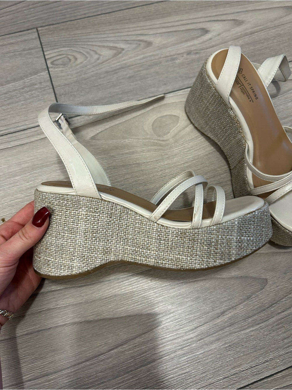 White Strappy Platform Wedge Sandals - Picture 2 of 3